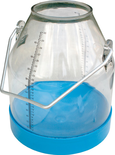 Konev na dojení mléka plastová objem 30 l modrá a transparentní