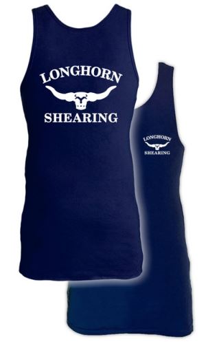 Prodloužené bavlněné tílko Longhorn velikost L barva námořní tmavě modrá