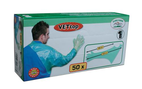 Veterinární vyšetřovací rukavice přes rameno 50 ks