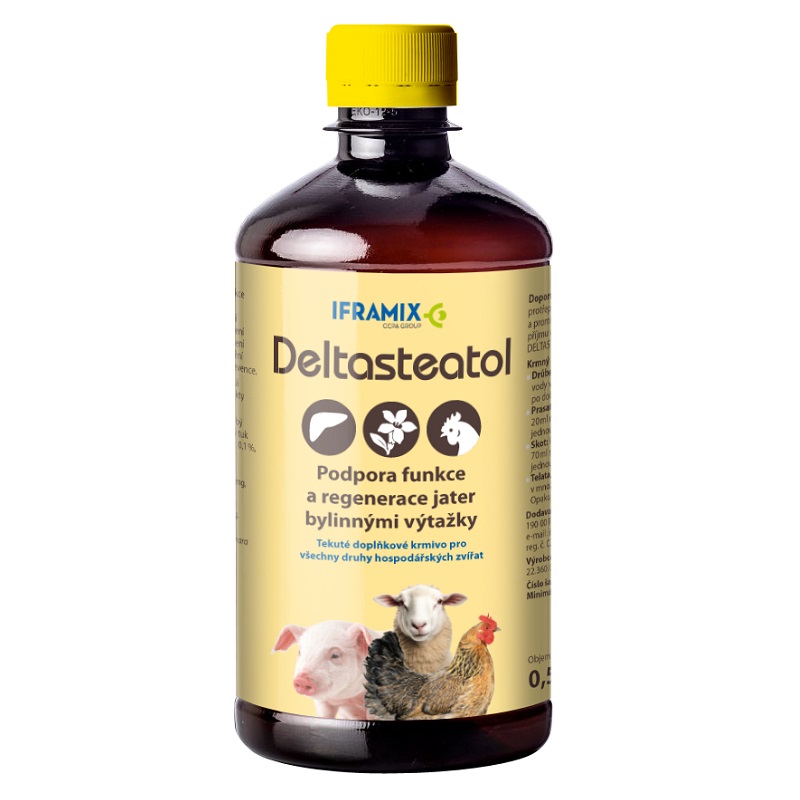 DeltaSteatol 500 ml pro podporu funkce a regenerace jater drůbeže, skotu, prasat a ovcí