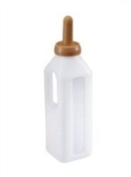 Mléčná láhev pro telata 2000 ml hranatá s držadlem a dudlíkem natural