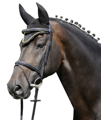 Čabraka HKM na uši koní se stříbrným lemem tmavěčervená velikost 1