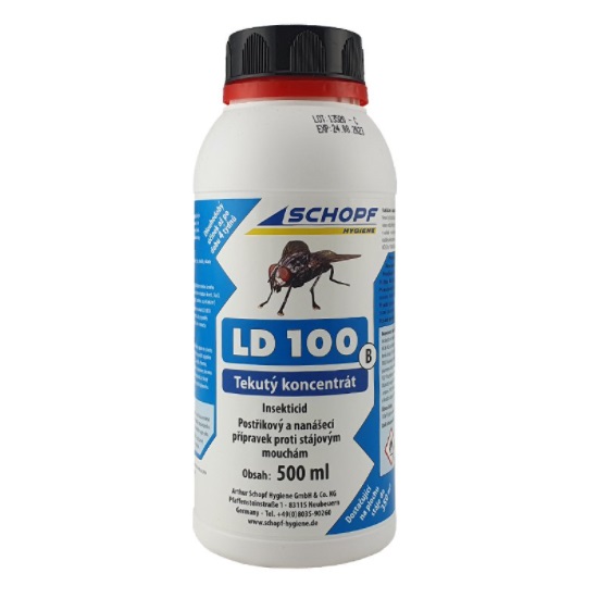 Schopf LD 100 B tekutý koncentrát k hubení much ve stáji 500 ml, účinná látka Cypermethrin