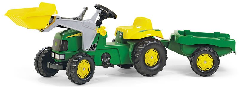 Rolly Toys - šlapací traktor John Deere s vozíkem a čelním nakladačem Rolly Kid