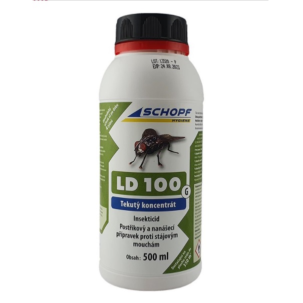 Schopf LD 100 G tekutý koncentrát k hubení much ve stáji 500 ml, účinná látka Permethrin
