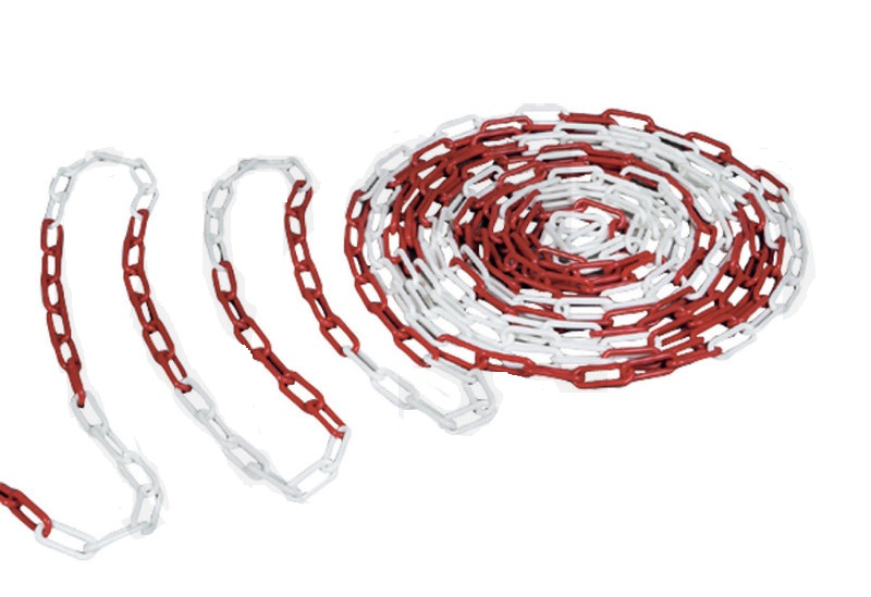 Plastový řetěz červenobílý průměr 6 mm balení 5 m bezpečnostní signální výstražný