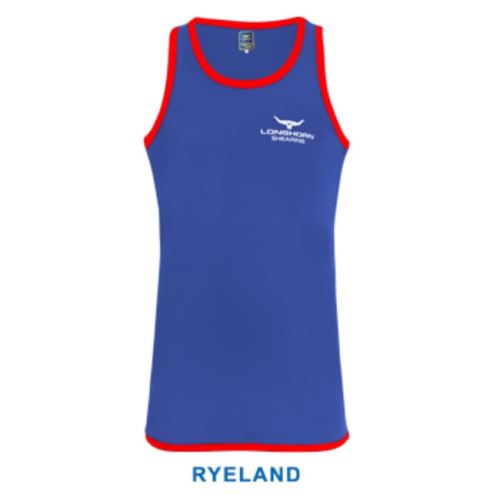 Bavlněné tílko s prodloužením na zádech Longhorn velikost XL barva světle modrá Ryeland