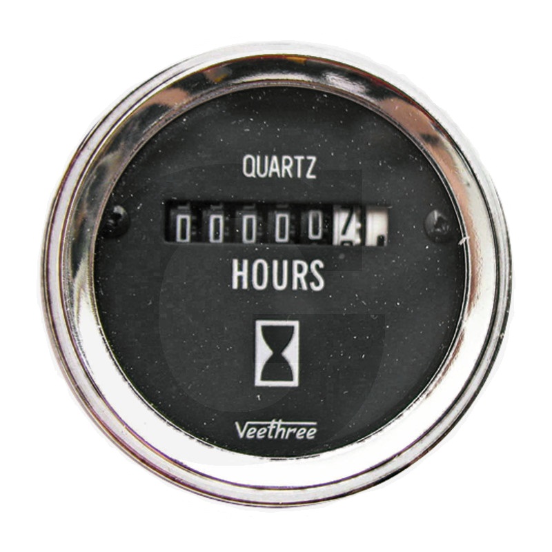Počítadlo provozních hodin analogové 10 - 24V průměr 52 mm