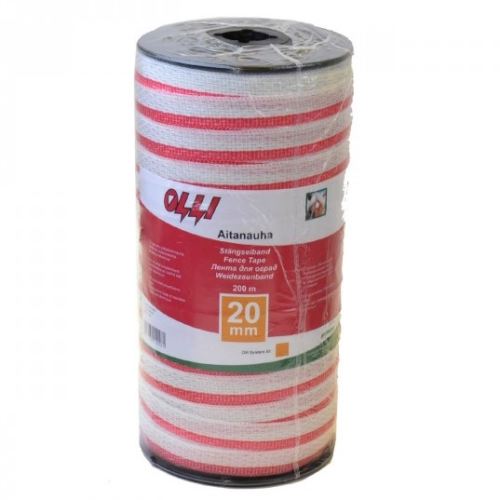 Červeno-bílá páska OLLI 20 mm/200 m pro elektrický ohradník (1)