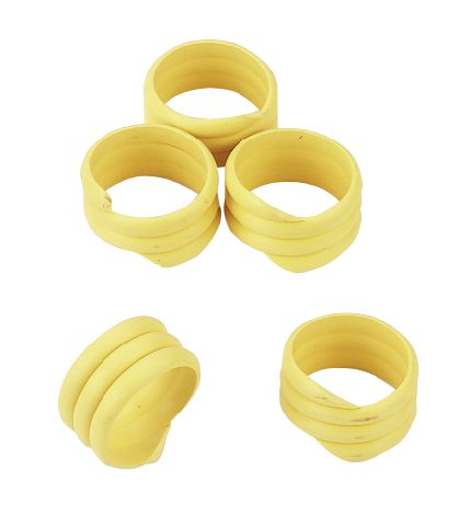 Spirálové kroužky na bažanty, perličky a kuřata 12 mm žlutý 20 ks