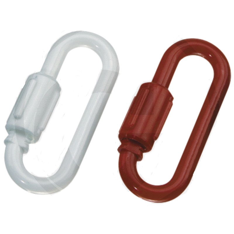 Karabina plastová tloušťka 6 mm pro výstražný řetěz červená a bílá balení 2 ks