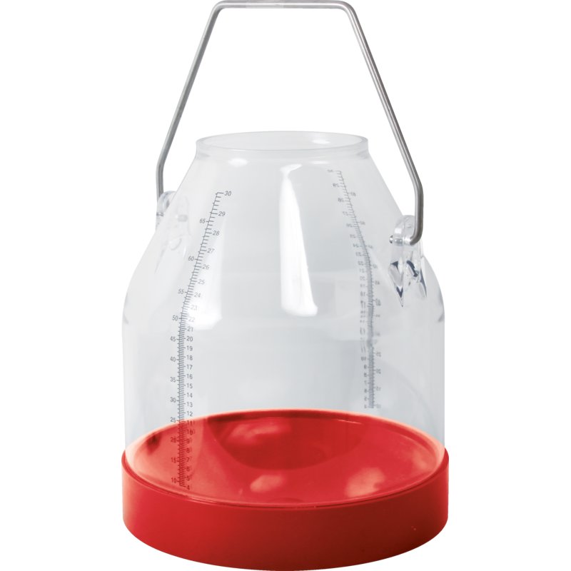 Konev na dojení mléka plastová objem 30 l červená a transparentní
