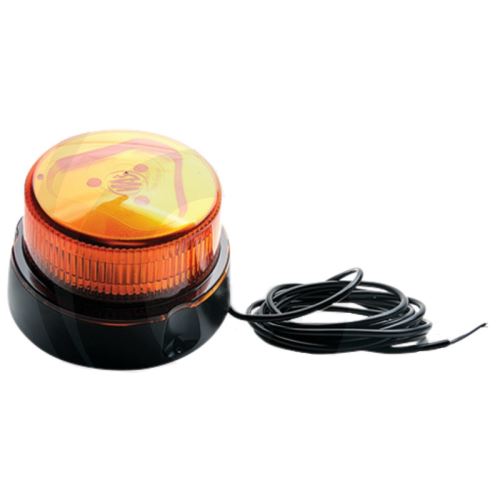 LED maják oranžový výstražný 12V/24V 12 LED diod 14W nízká konstrukce magnetická pata