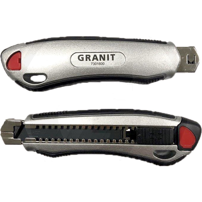 Profi odlamovací řezací nůž Granit BLACK EDITION 18mm kovové pouzdro protiskluzová rukojeť