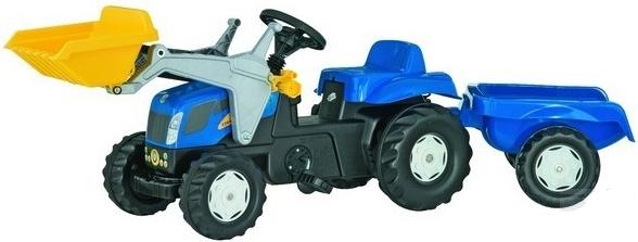 Rolly Toys - šlapací traktor New Holland TVT 190 s vozíkem a čelním nakladačem Rolly Kid