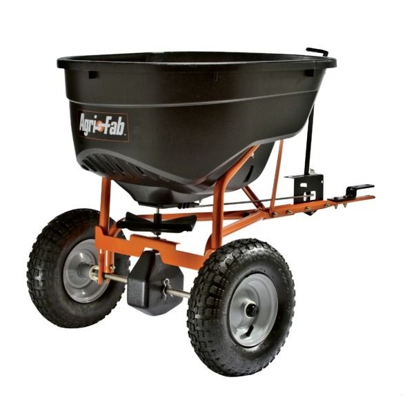 Tažené zahradní rozmetadlo hnojiv Agri-Fab na 60 kg za čtyřkolku, zahradní traktor
