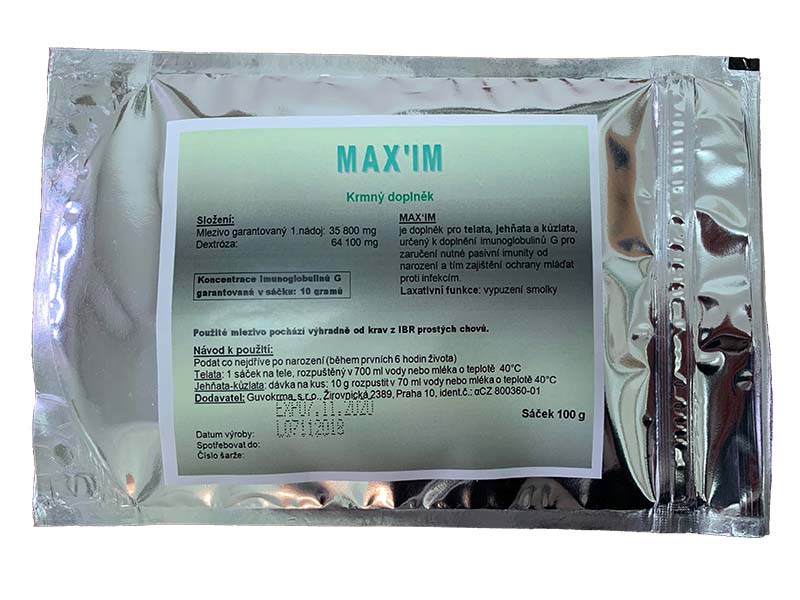 MAX'IM sáček 100 g sušené kolostrum, mlezivo pro telata, jehňata a kůzlata
