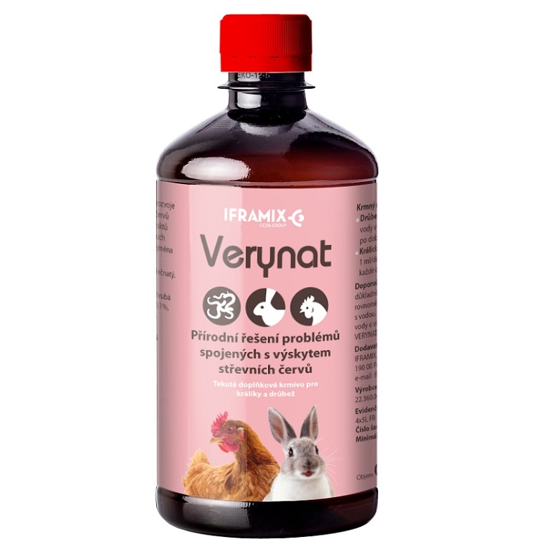 Verynat 500 ml pro redukci střevních červů – hlístic, tasemnic u drůbeže a králíků