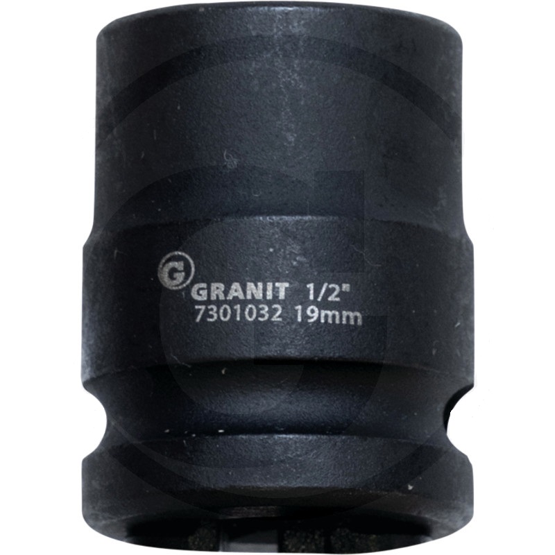 Nástrčný rázový klíč 19 mm 1/2" krátký šestihranný ořech Granit BLACK EDITION