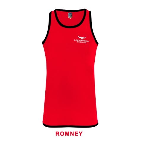 Bavlněné tílko s prodloužením na zádech Longhorn velikost L barva červená Romney