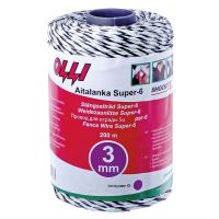 Ohradníkové lanko SHOCKTEQ OLLI Super-6 3 mm/200 m polyetylénové černo-bílé 0,98 Ohm/m
