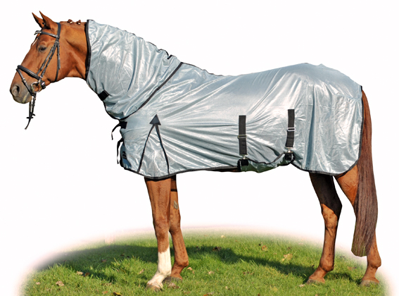 Letní deka na koně proti mouchám HKM Lyon s krkem velikost 145