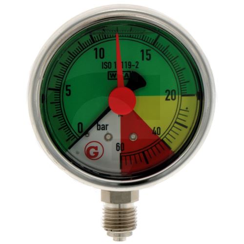 Glycerinový tlakoměr, manometr Wika přípoj 1/4" spodní průměr 63 mm pro postřikovače 0-60