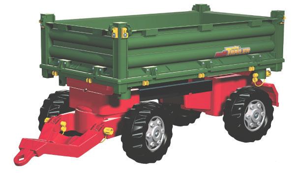 Rolly Toys - třístranný vozík za šlapací traktory a nakladače zelený nižší
