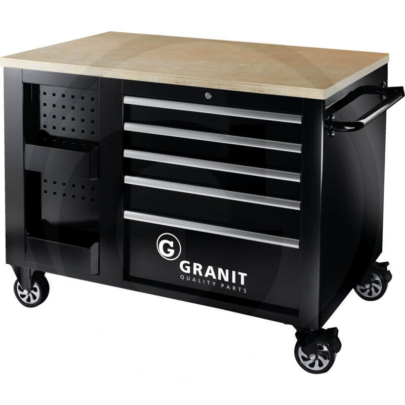 Dílenský vozík na nářadí prázdný ULTRA Granit BLACK EDITION pojízdný 10 zásuvek