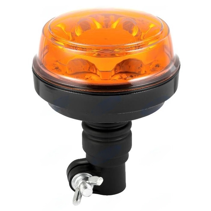 LED zábleskový maják, oranžový výstražný 12V/24V 8x3W na nástrčnou trubku