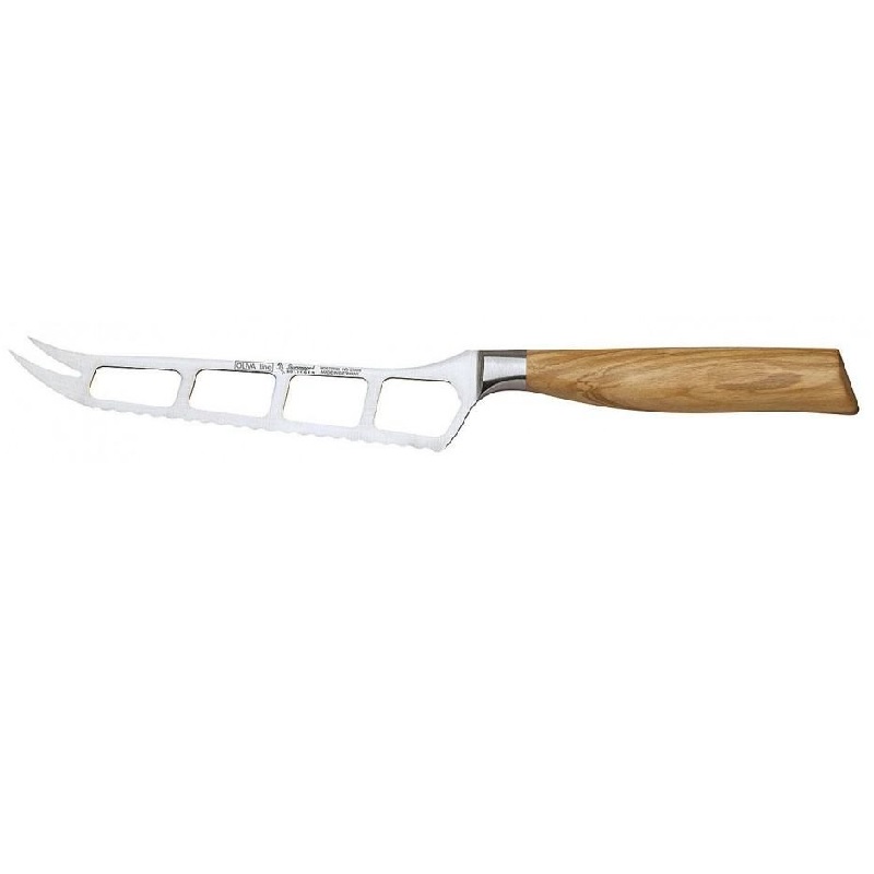 Kuchyňský nůž na sýr Burgvogel Solingen dřevěná rukojeť Oliva ostří s pilkou