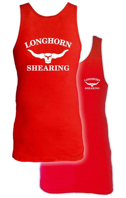 Prodloužené bavlněné tílko Longhorn velikost L barva červená
