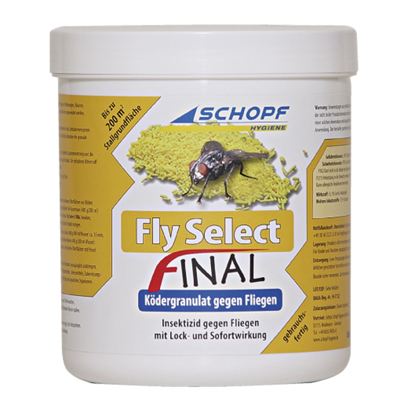 Granulovaný koncentrát insekticid Schopf Fly select FINAL 400 g na hubení much