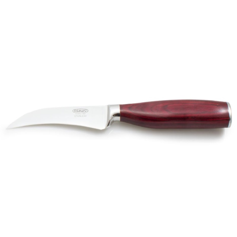 Loupací nůž na ovoce a zeleninu 9 cm RUBY prohnutý dřevěná střenka dárková kazeta