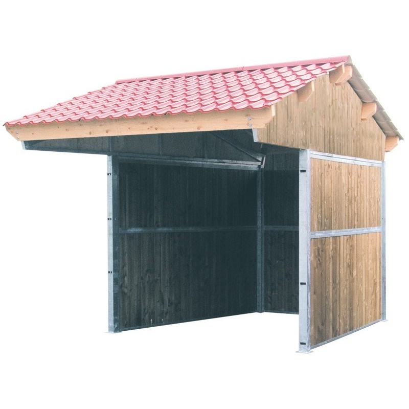 Dřevěný přístřešek pro koně La GÉE 3×3 m krytina černý vláknocement přesah střechy 1,65 m