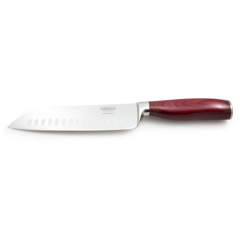 Kuchyňský japonský nůž SANTOKU 18 cm RUBY rovný dřevěná střenka dárková kazeta