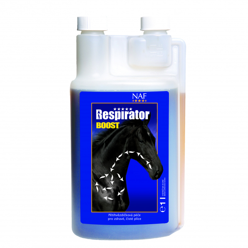 Respirator boost pro rychlou pomoc při dýchacích obtížích u koní s dávkovačem 1000 ml