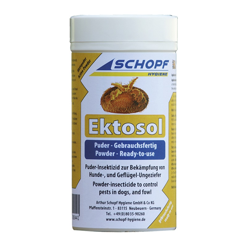 Schopf Ektosol pudr na hubení čmelíků a hmyzu u drůbeže a pro hubení parazitů holubů 100 g