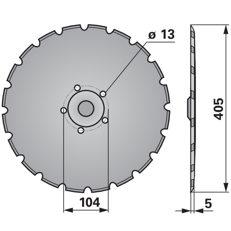 Výsevný disk secí botky FRANK 405 x 5 mm na secí stroj Väderstad Rapid 20 zubů