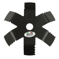 Nůž na křovinořez zahnutý 6 zubů šířka řezu 200 mm otvor 25 mm na kypření půdy JOANS