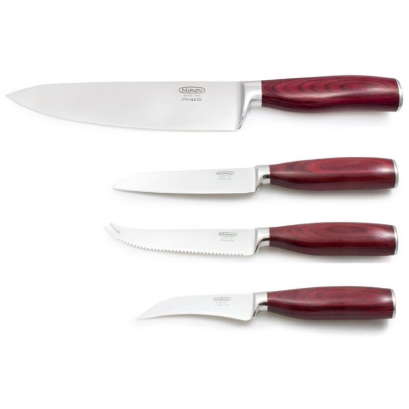 Luxusní sada 4 profi kuchařské nože RUBY PARTY dřevěná střenka dárková kazeta