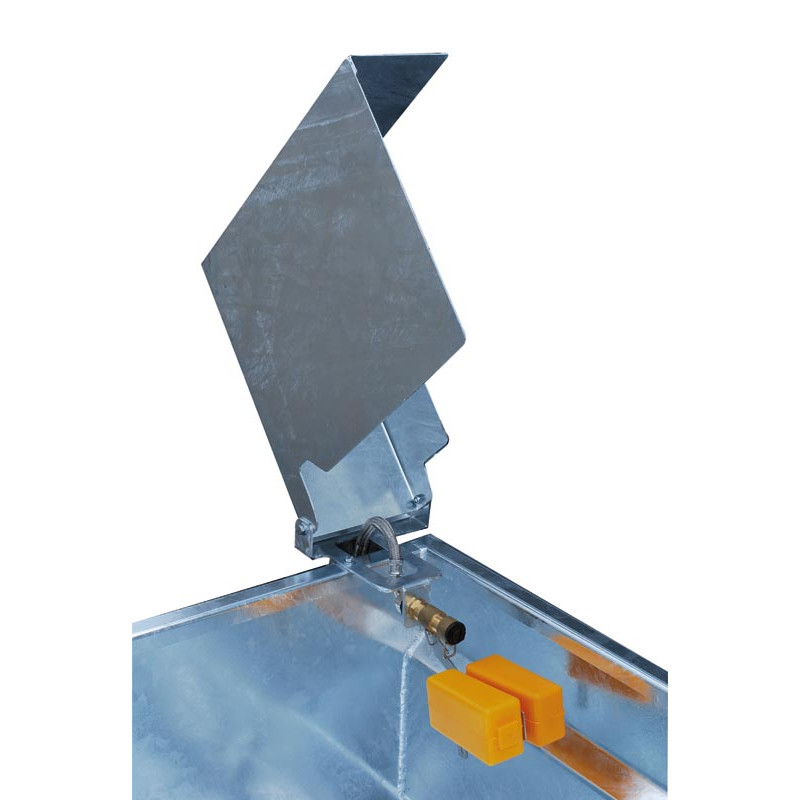 Mosazný plovákový ventil s otočným zinkovaným krytem pro hranatý žlab PASDELOU pro skot
