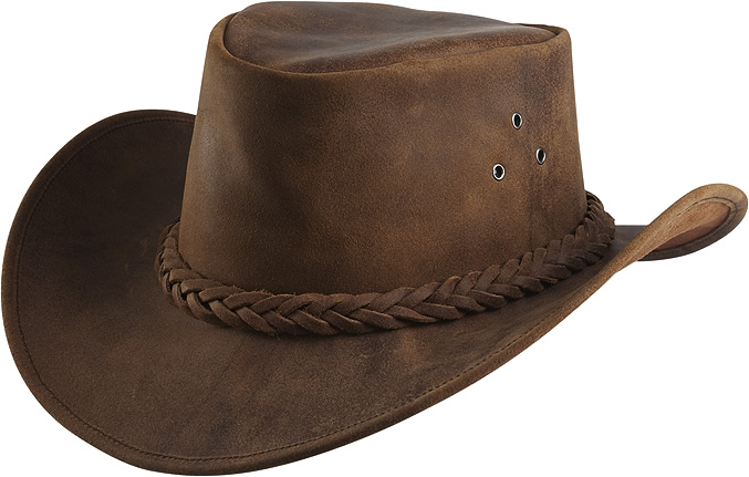 Westernový klobouk RANDOL’S Antique kožený hnědý, různé velikosti