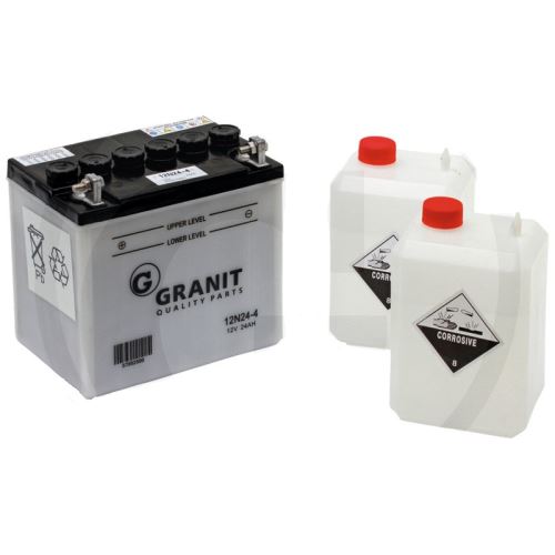 Baterie Granit s kyselinovou náplní 12V 24Ah + - do zahradních sekaček 184 x 124 x 175 mm