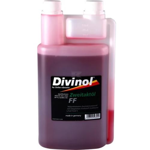 Olej do benzínu polosyntetický do 2T motoru Divinol FF 1 l dávkovací láhev samomísitelný
