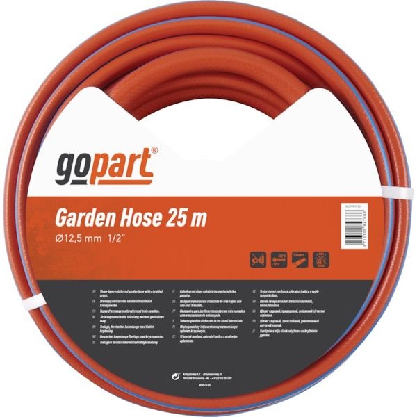 Zahradní hadice na vodu GOPART 1/2″ 25 m oranžová pro hobby a poloprofesionální použití
