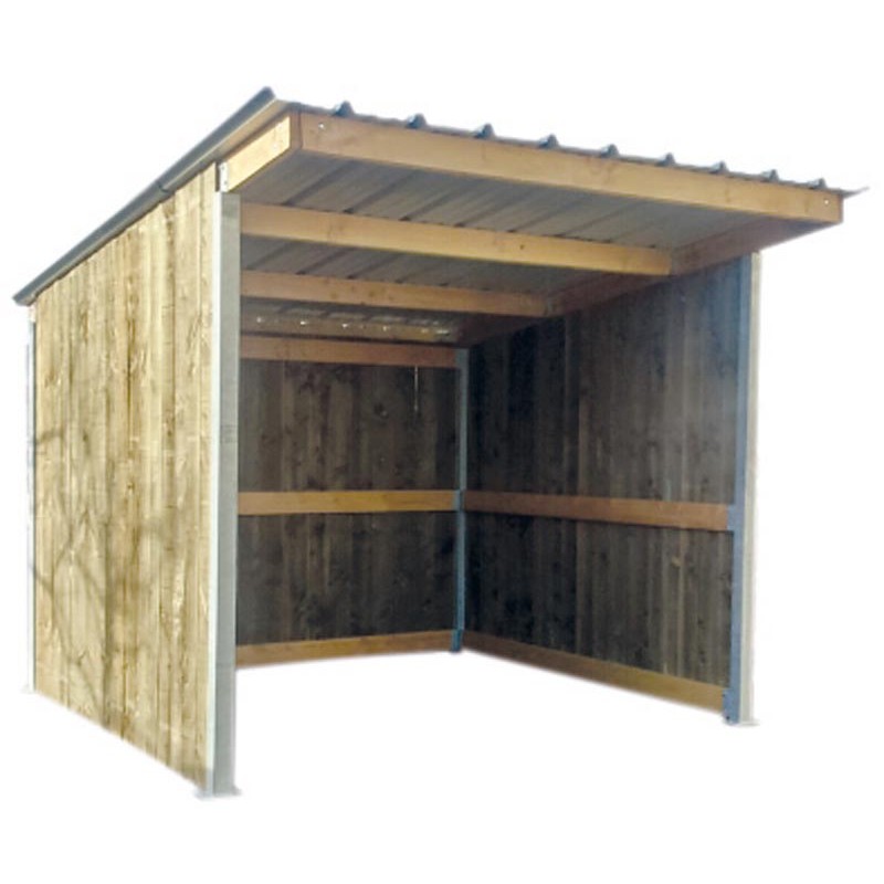 Dřevěný přístřešek pro koně La GÉE 3 x 3 m krytina plechová přesah střechy 80 cm