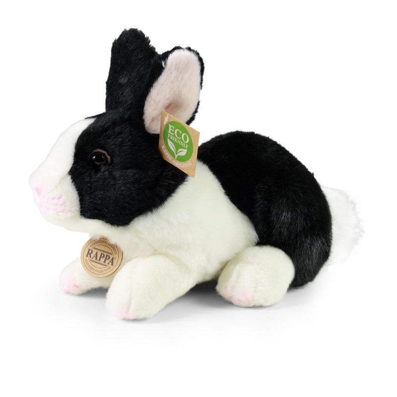 Plyšový králík bílo-černý ležící Rappa velikost 23 cm