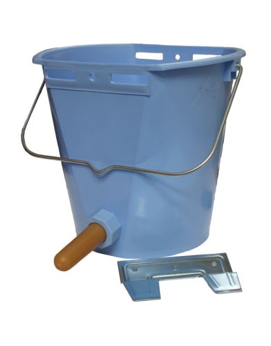 Napájecí vědro TETI Blue pro telata komplet s ventilem, cucákem a kovovým držákem