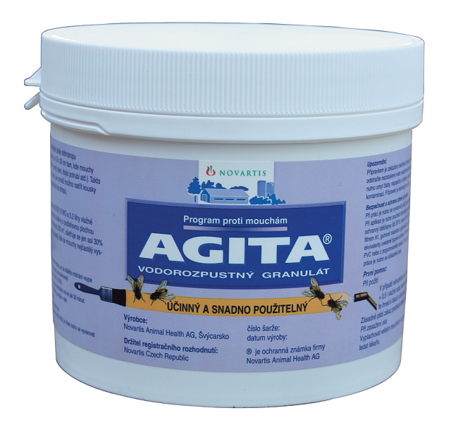 Insekticid AGITA 10 WG 400 g na hubení much v zemědělství a potravinářství